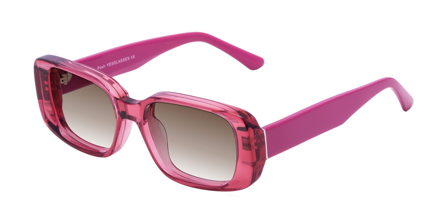 Angle of Posh in Transparent Pink with Brown Gradient Lenses