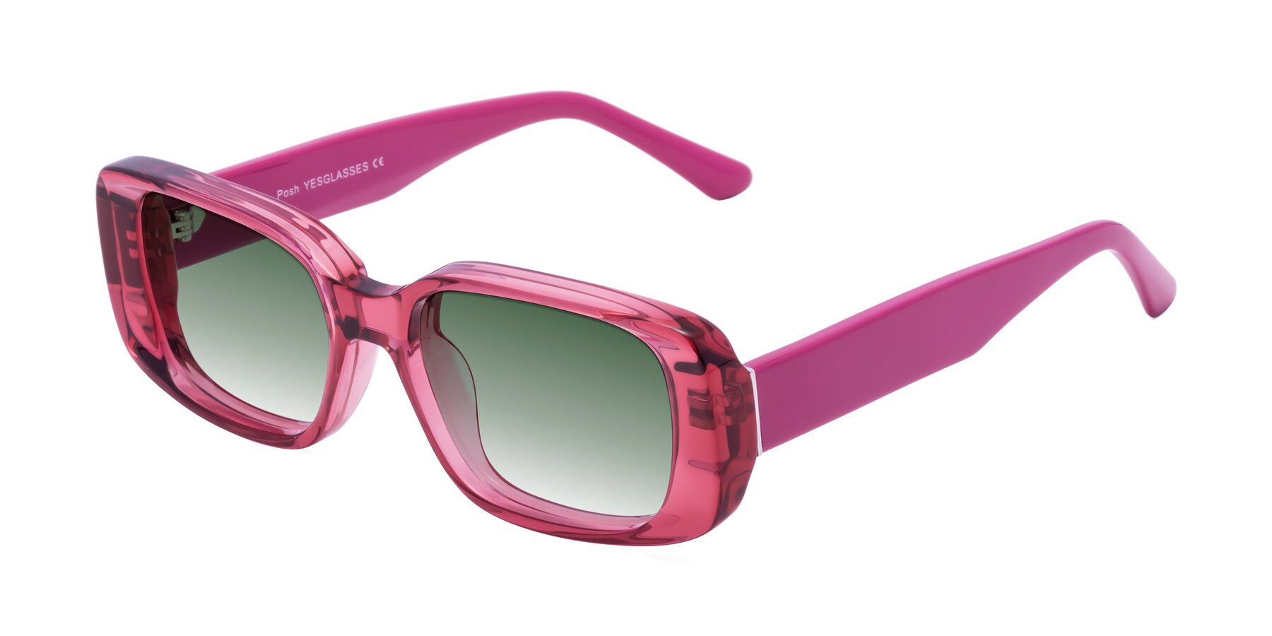 Angle of Posh in Transparent Pink with Green Gradient Lenses