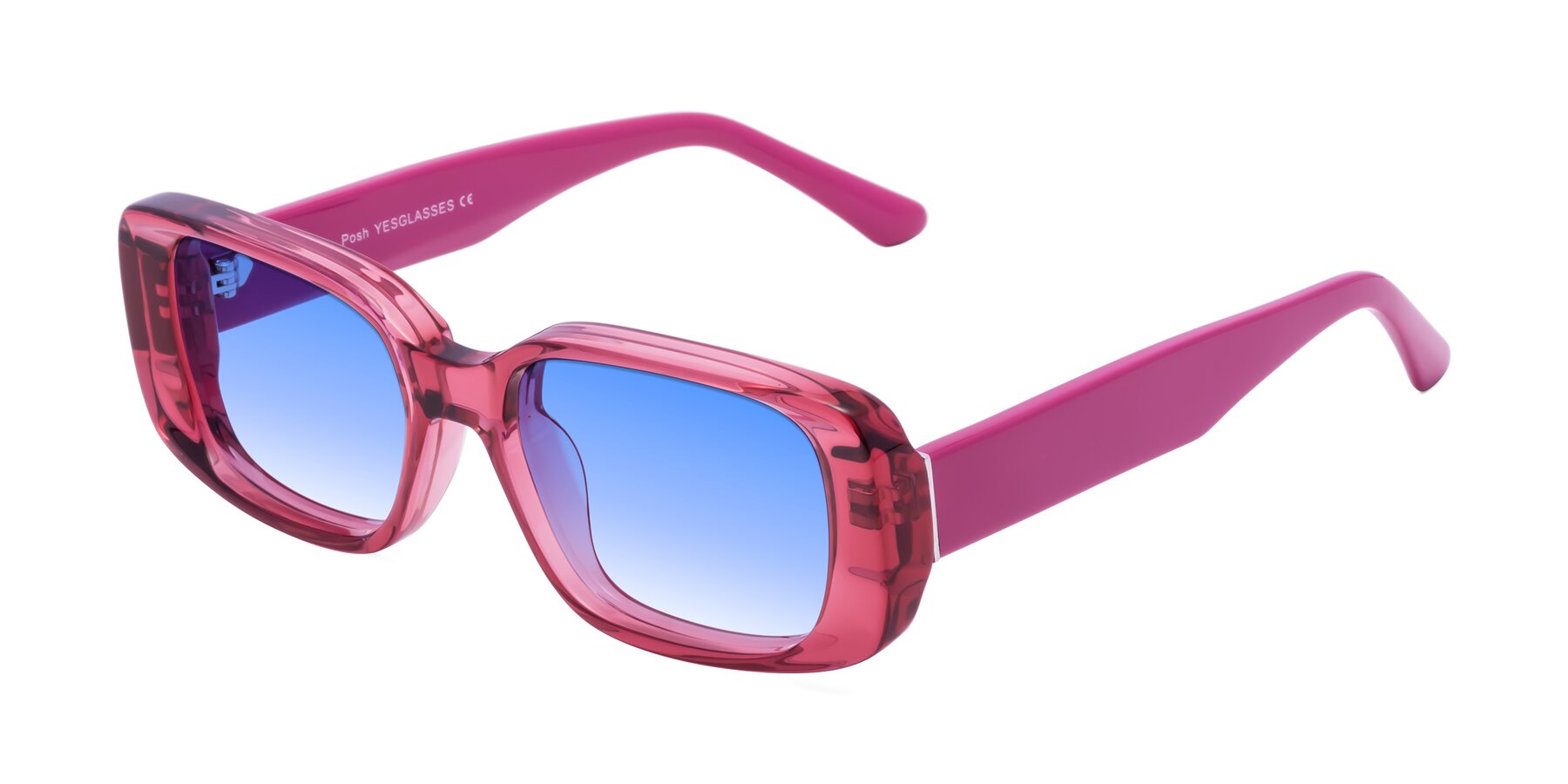 Angle of Posh in Transparent Pink with Blue Gradient Lenses