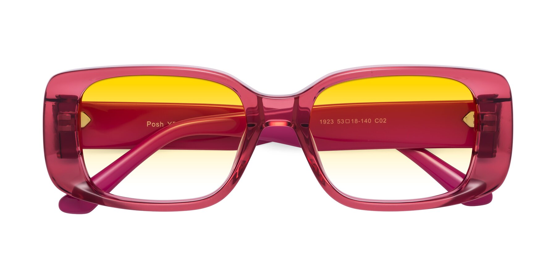 Folded Front of Posh in Transparent Pink with Yellow Gradient Lenses