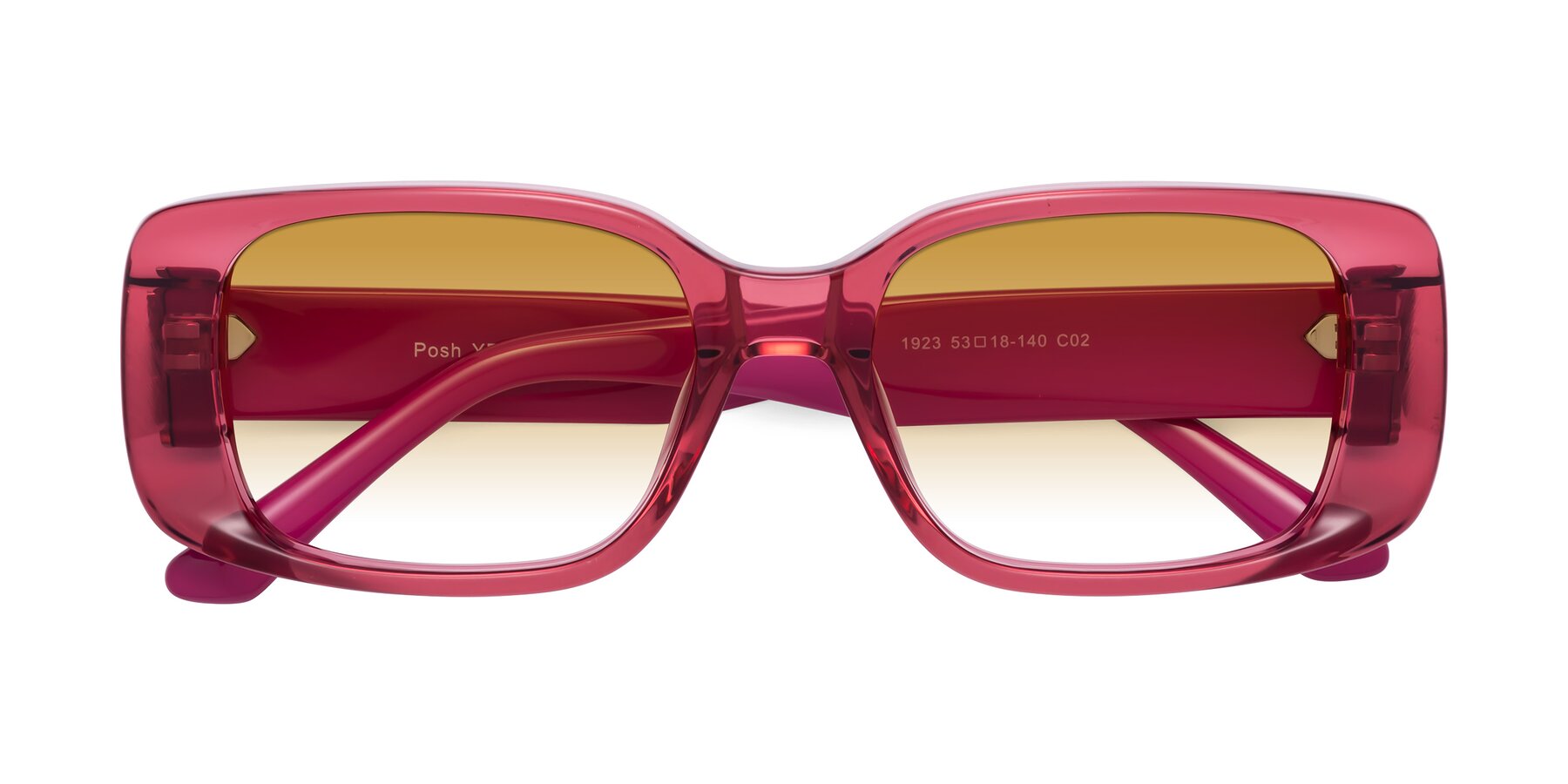 Folded Front of Posh in Transparent Pink with Champagne Gradient Lenses