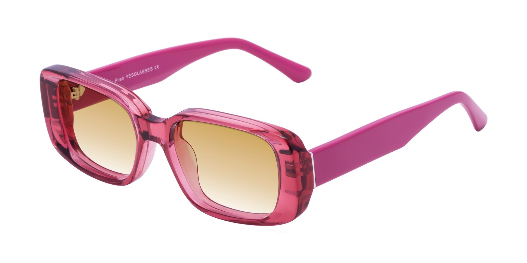 Angle of Posh in Transparent Pink with Champagne Gradient Lenses
