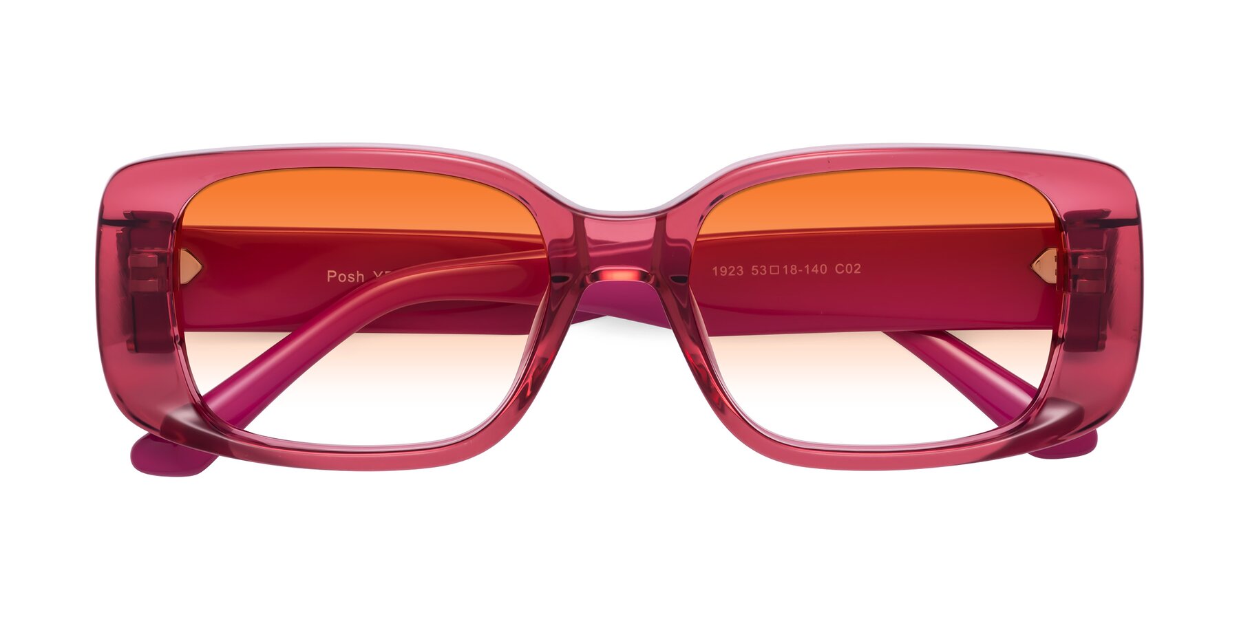 Folded Front of Posh in Transparent Pink with Orange Gradient Lenses