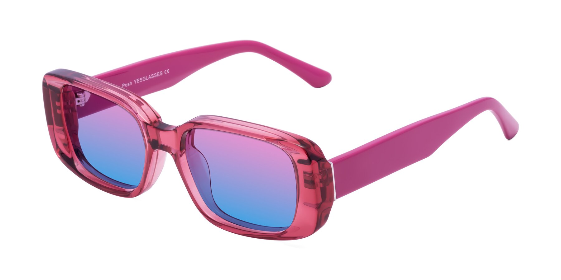 Angle of Posh in Transparent Pink with Pink / Blue Gradient Lenses