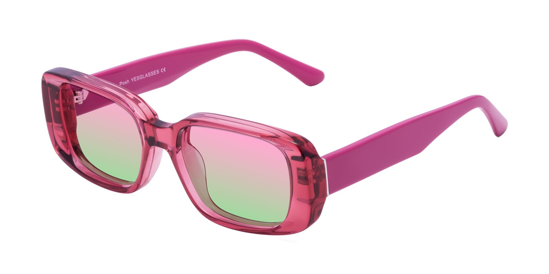 Angle of Posh in Transparent Pink with Pink / Green Gradient Lenses