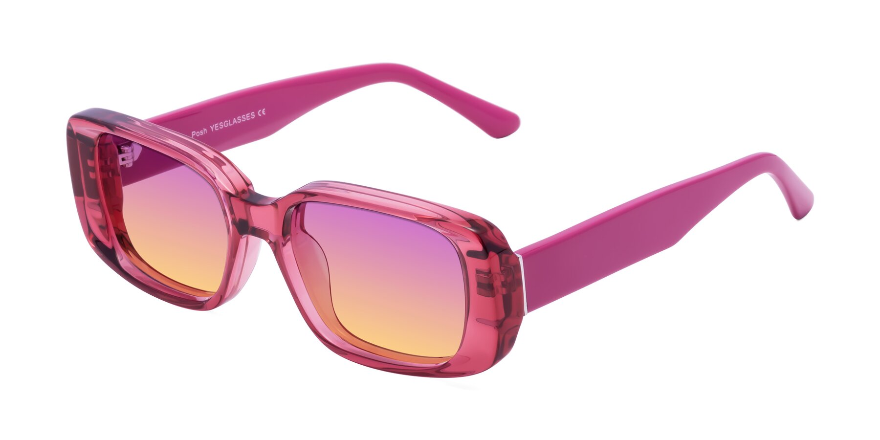 Angle of Posh in Transparent Pink with Purple / Yellow Gradient Lenses