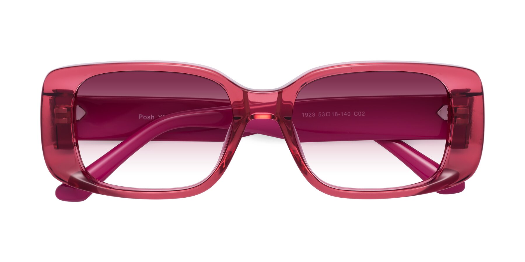 Folded Front of Posh in Transparent Pink with Wine Gradient Lenses