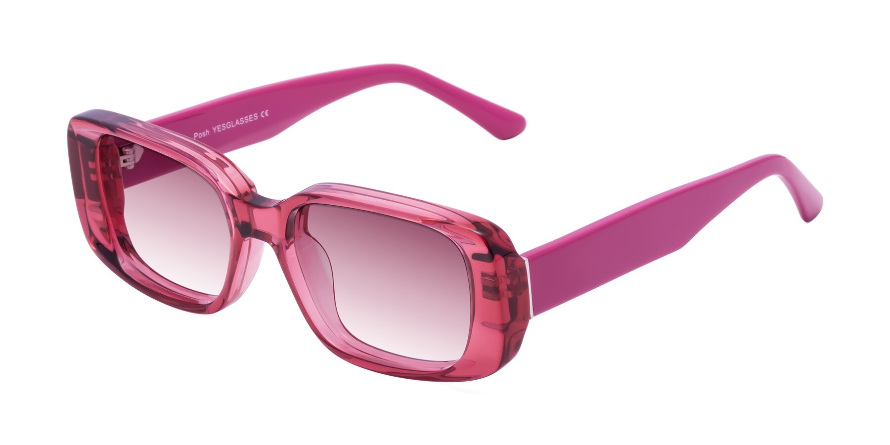 Angle of Posh in Transparent Pink with Wine Gradient Lenses