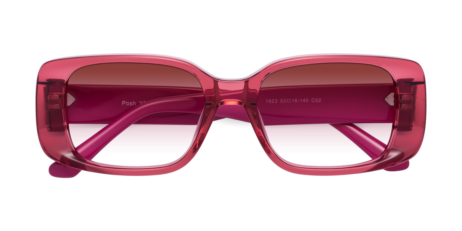 Folded Front of Posh in Transparent Pink with Garnet Gradient Lenses