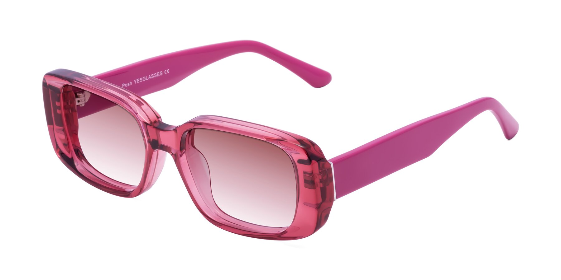 Angle of Posh in Transparent Pink with Garnet Gradient Lenses