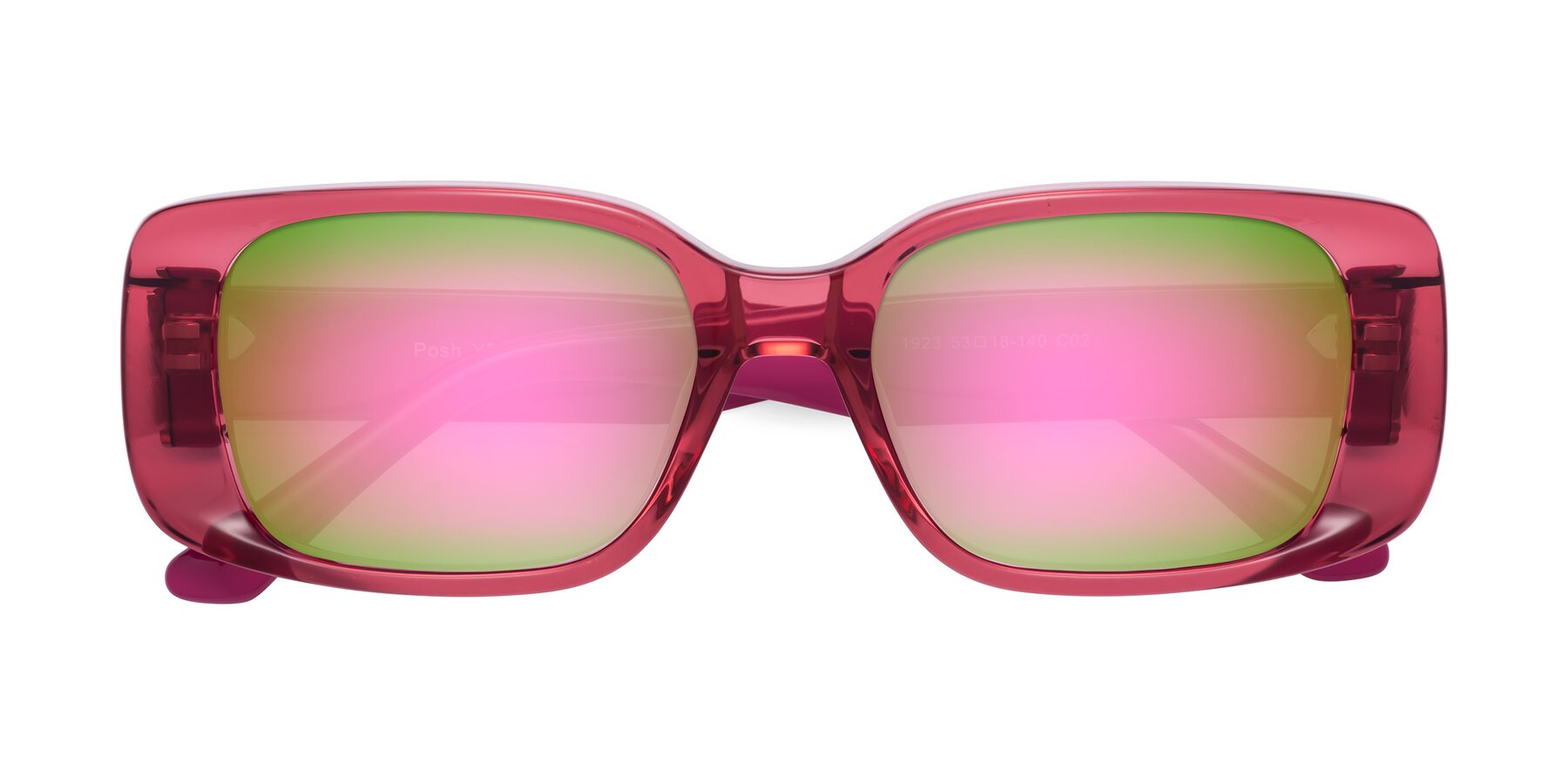 Folded Front of Posh in Transparent Pink with Pink Mirrored Lenses