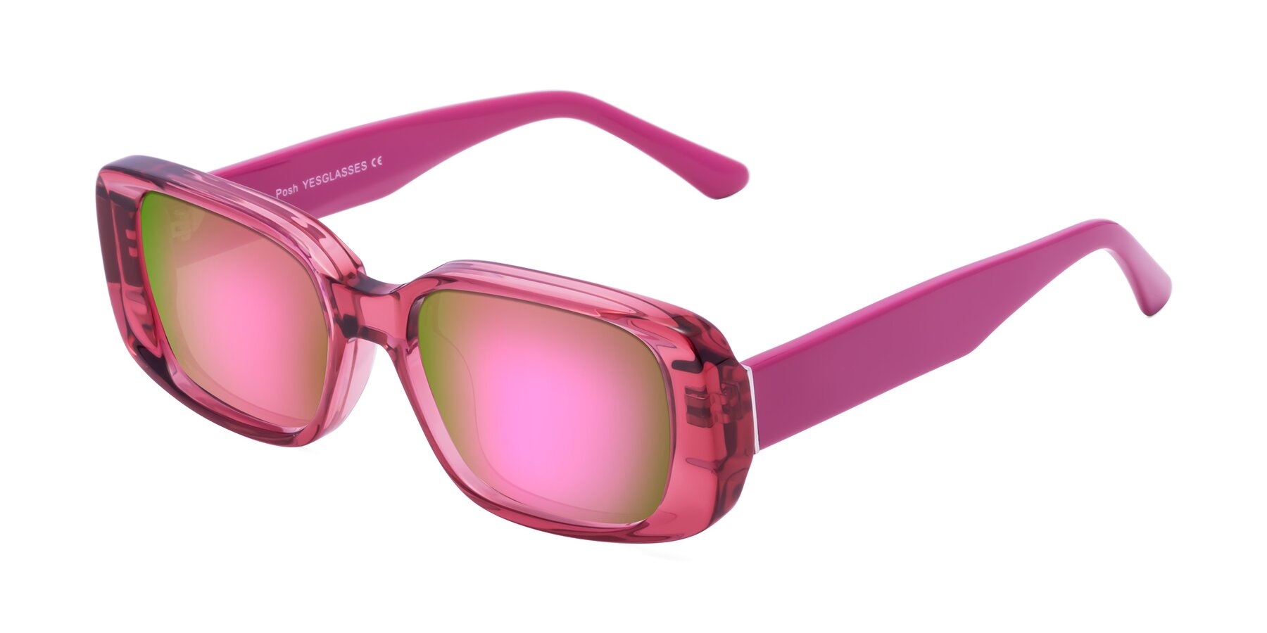 Angle of Posh in Transparent Pink with Pink Mirrored Lenses