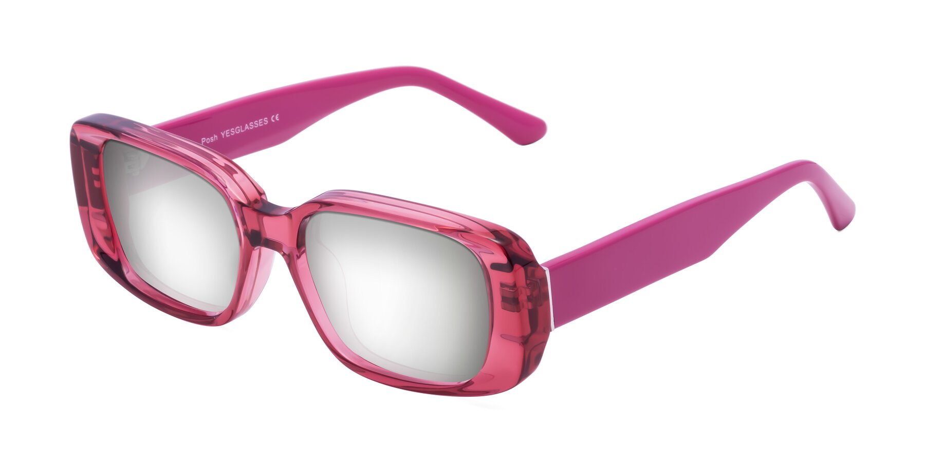 Angle of Posh in Transparent Pink with Silver Mirrored Lenses