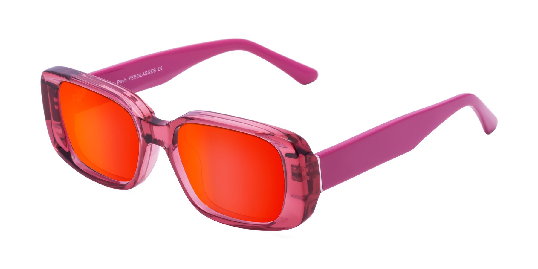 Angle of Posh in Transparent Pink with Red Gold Mirrored Lenses