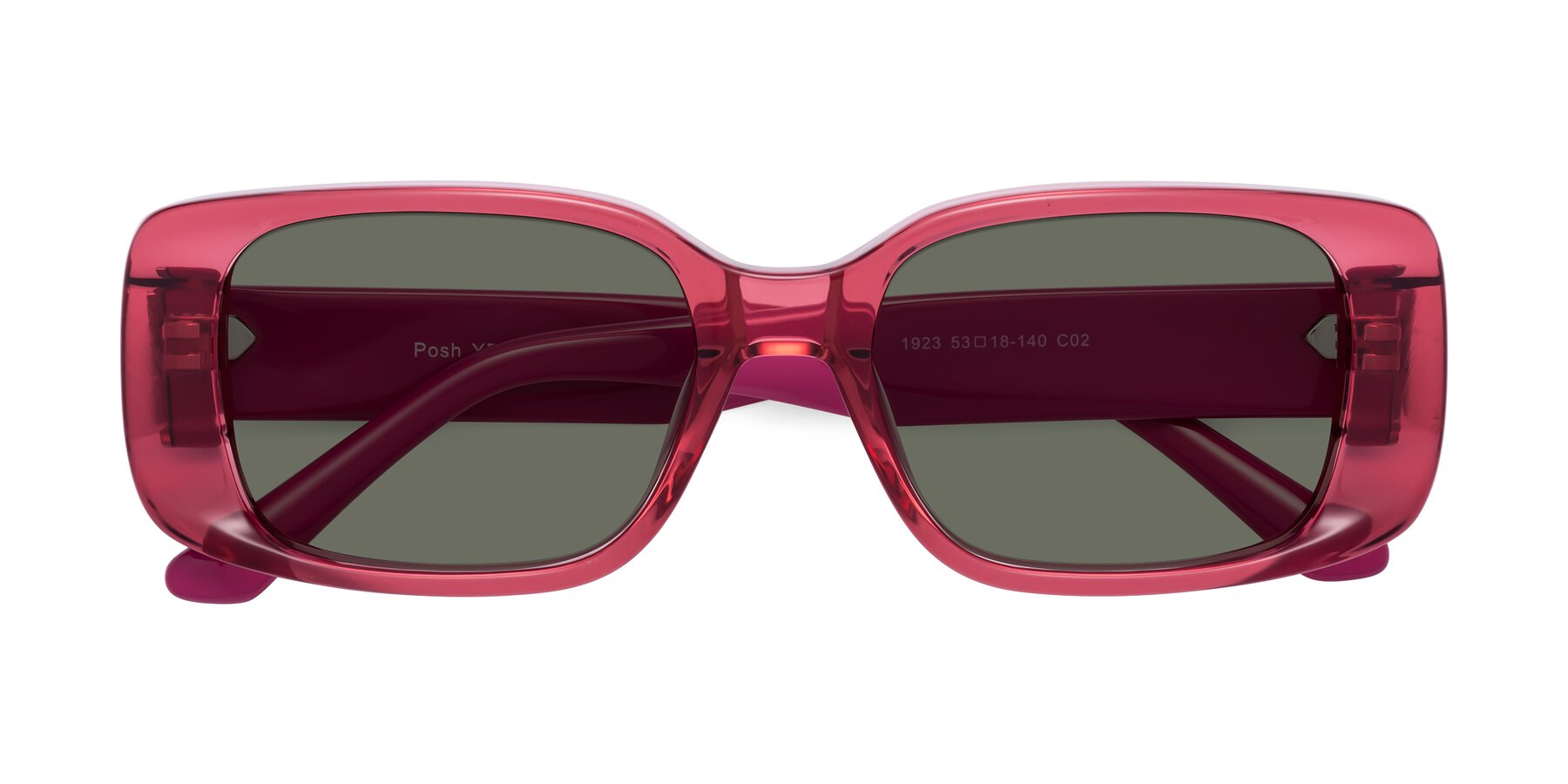 Folded Front of Posh in Transparent Pink with Gray Polarized Lenses