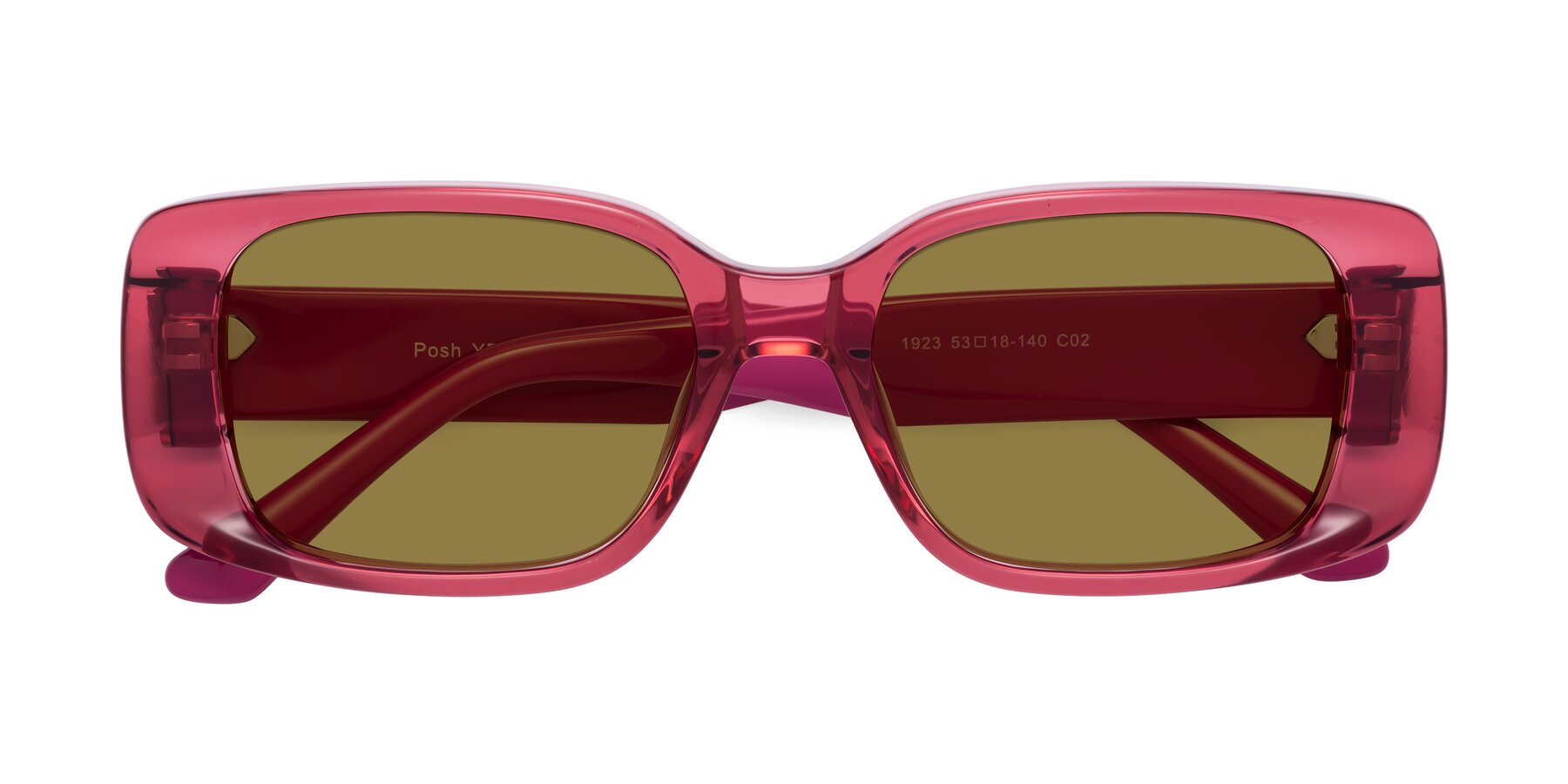 Folded Front of Posh in Transparent Pink with Brown Polarized Lenses