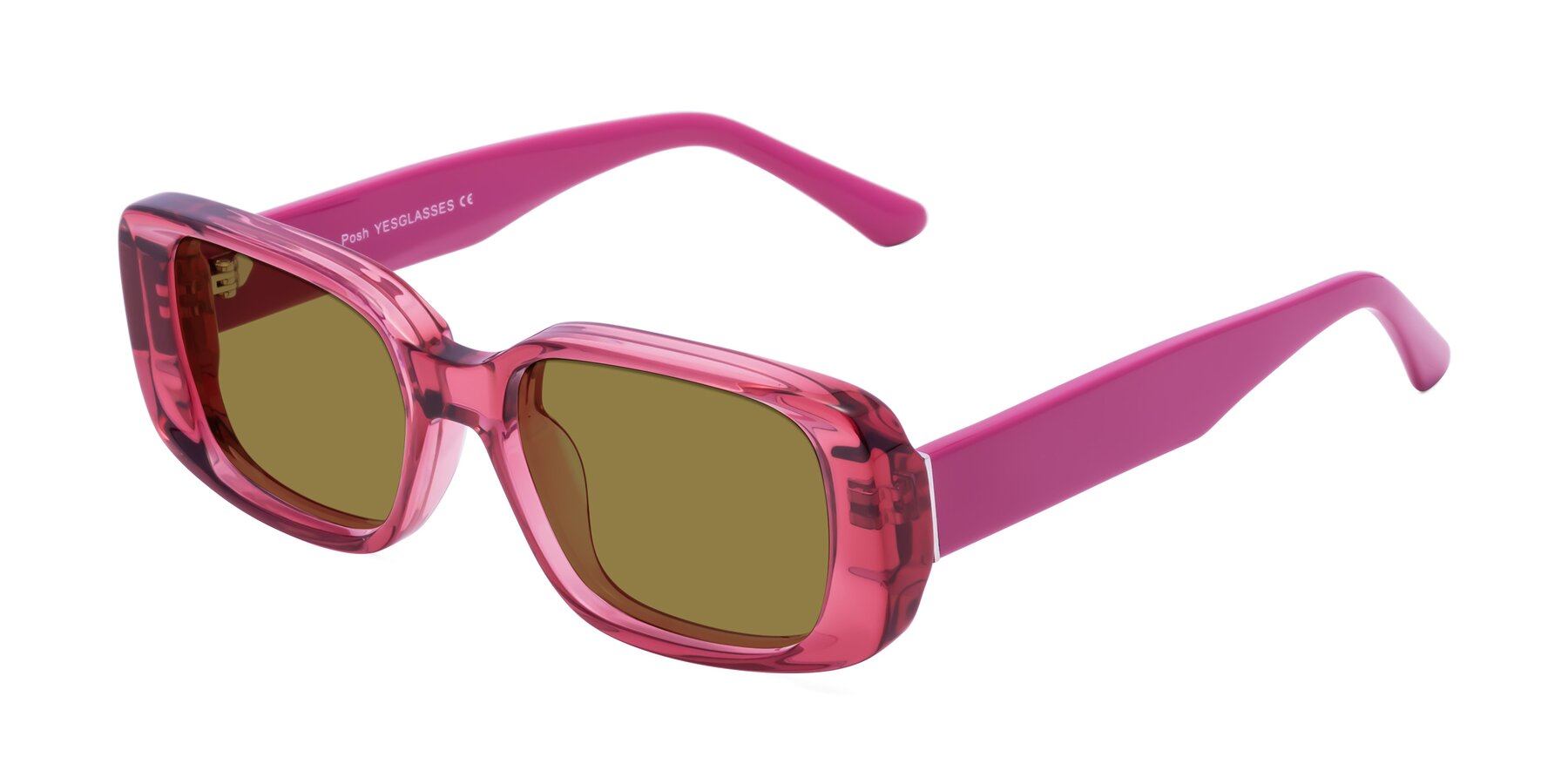 Angle of Posh in Transparent Pink with Brown Polarized Lenses