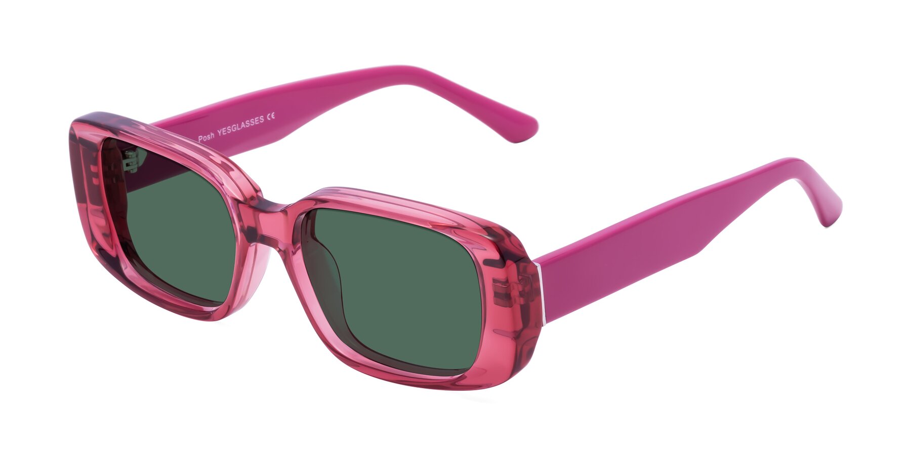 Angle of Posh in Transparent Pink with Green Polarized Lenses