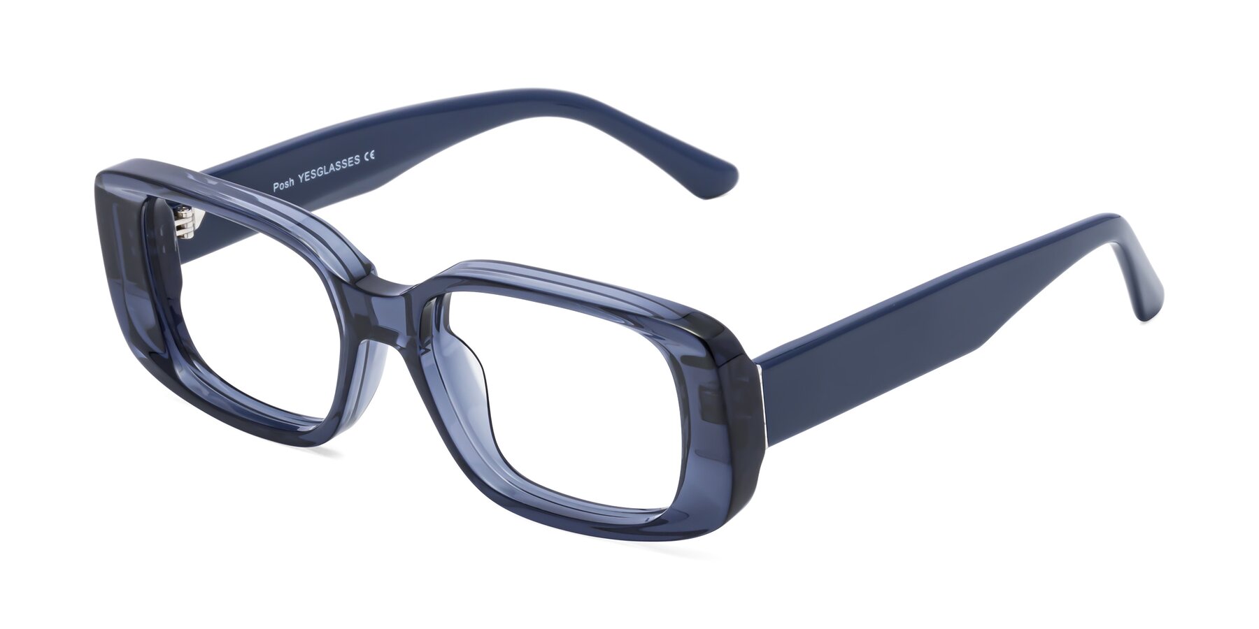 Angle of Posh in Translucent Blue with Clear Reading Eyeglass Lenses