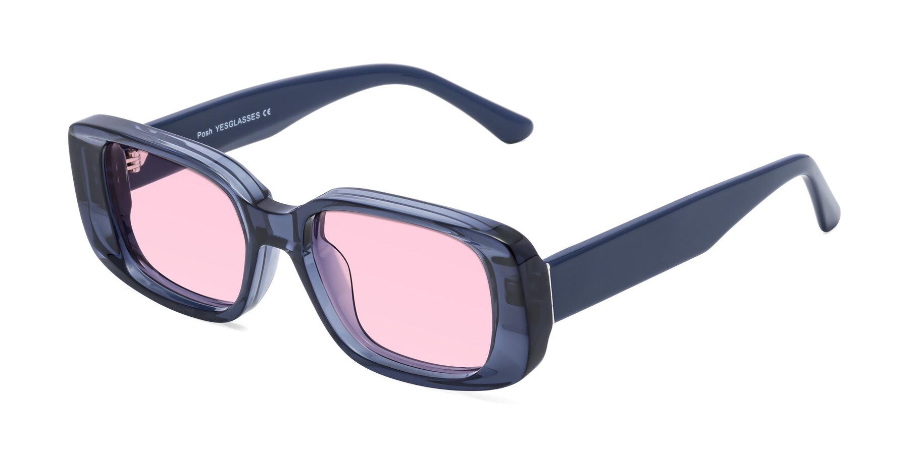 Angle of Posh in Translucent Blue with Light Pink Tinted Lenses
