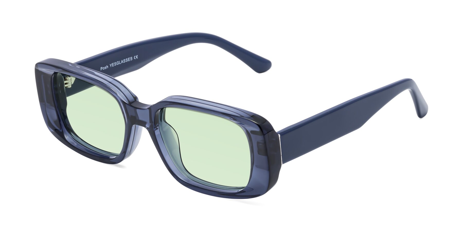 Angle of Posh in Translucent Blue with Light Green Tinted Lenses