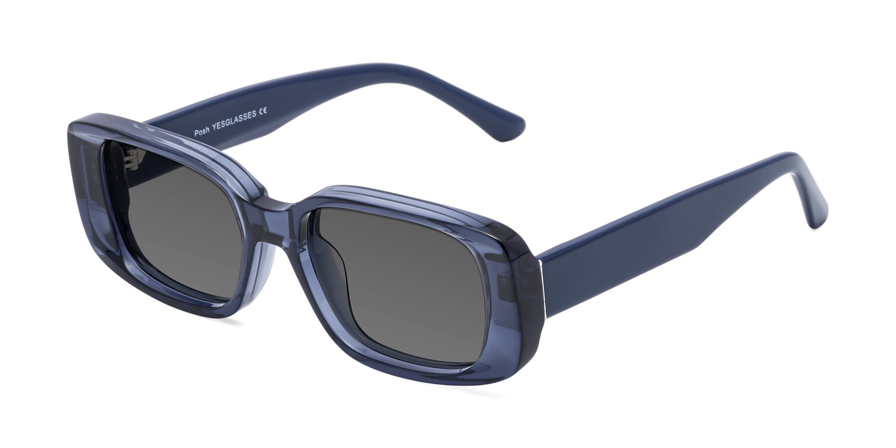 Angle of Posh in Translucent Blue with Medium Gray Tinted Lenses