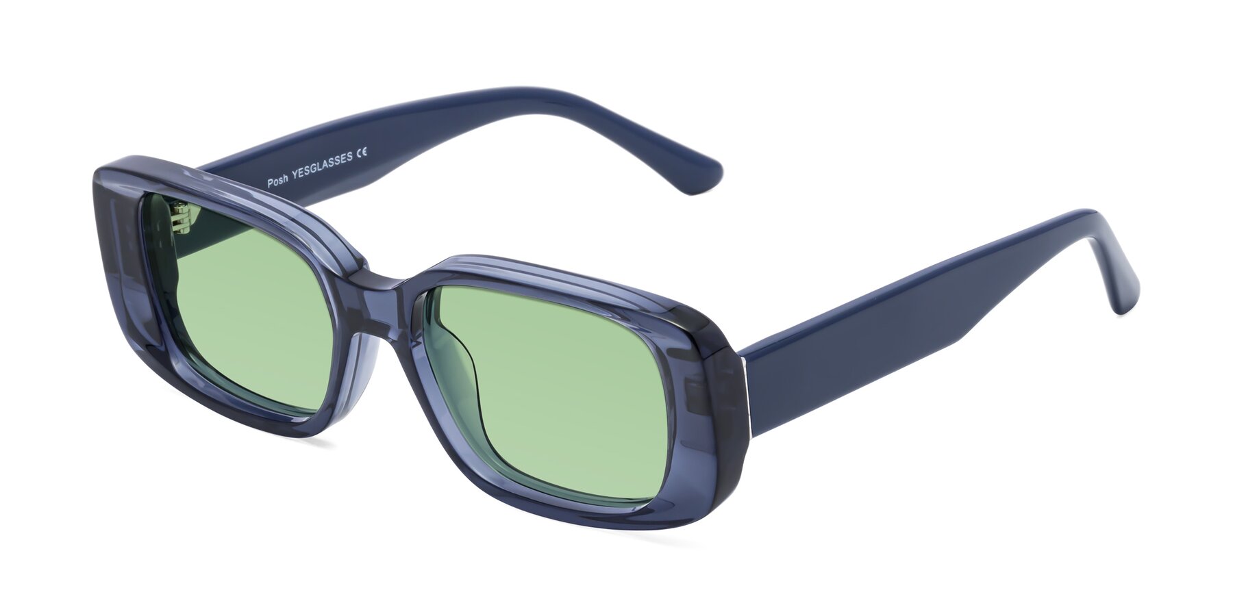 Angle of Posh in Translucent Blue with Medium Green Tinted Lenses