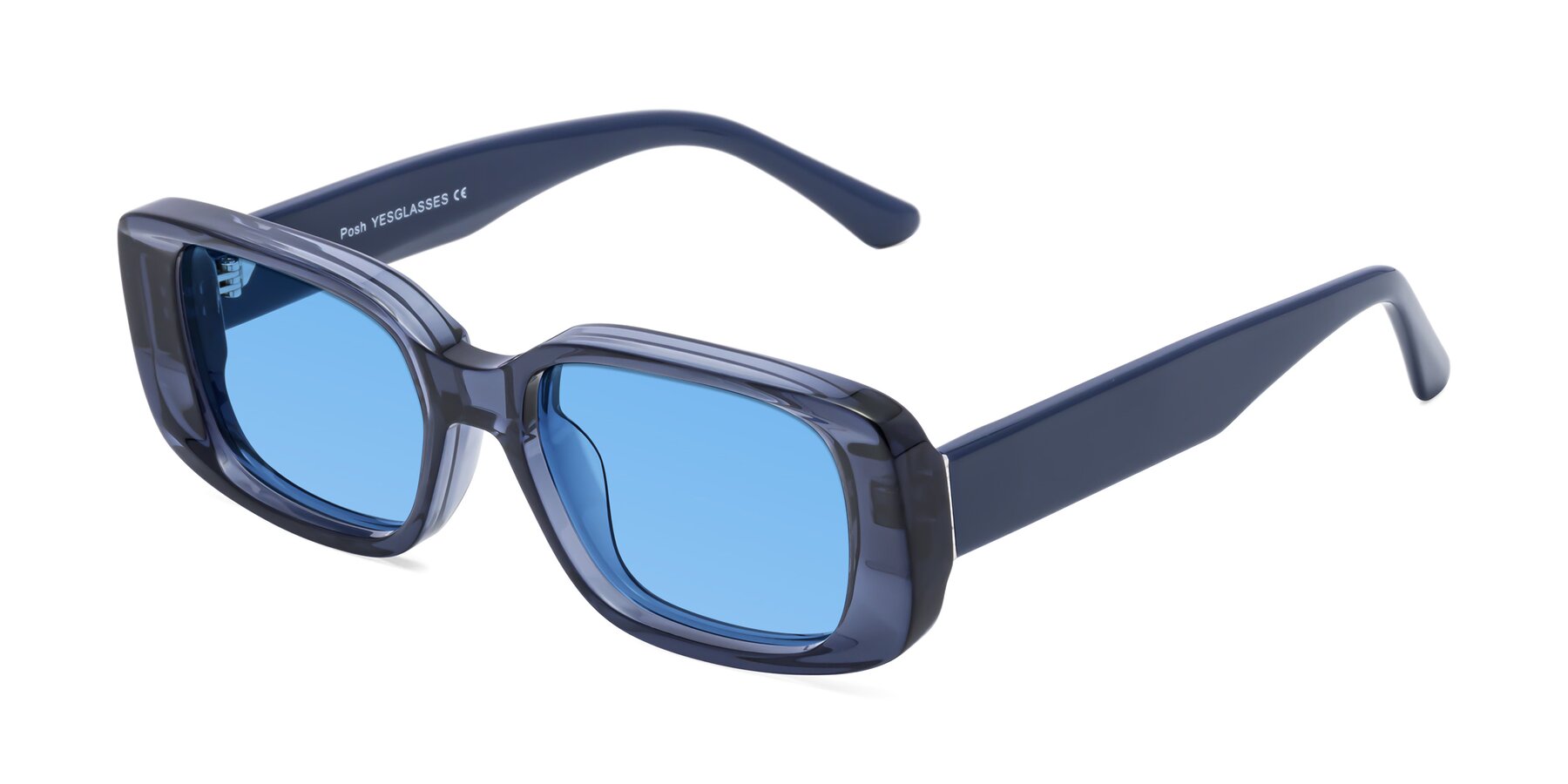 Angle of Posh in Translucent Blue with Medium Blue Tinted Lenses