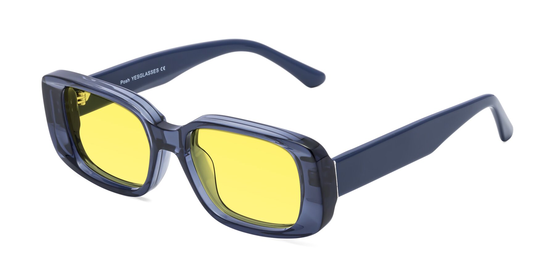 Angle of Posh in Translucent Blue with Medium Yellow Tinted Lenses