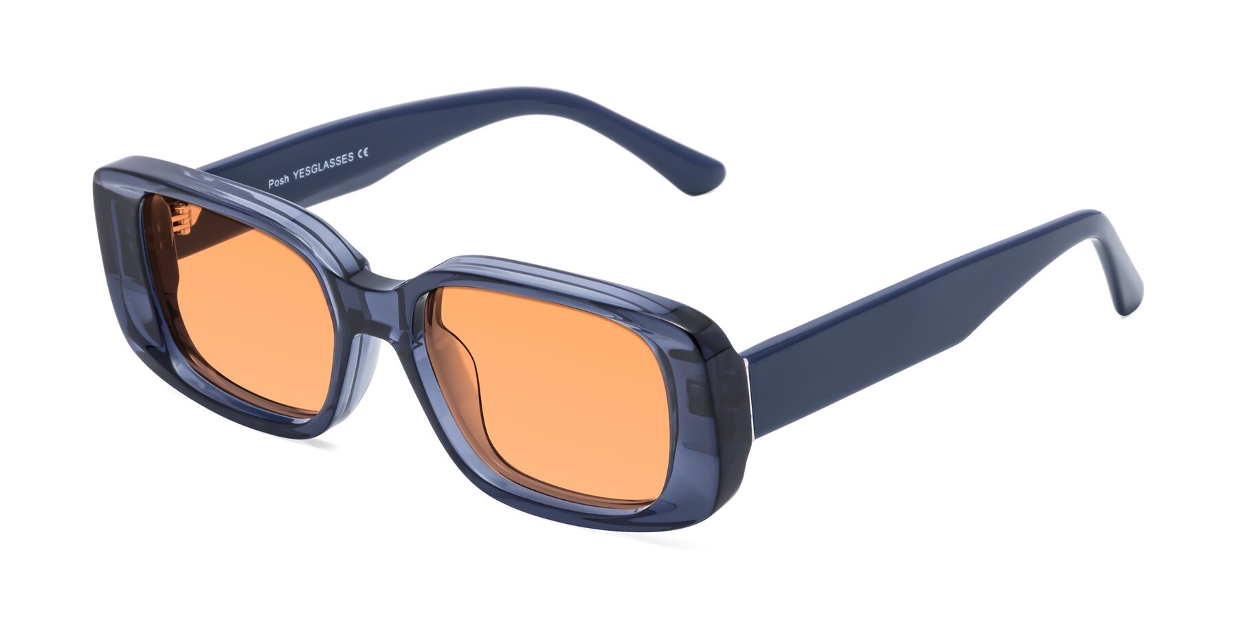 Angle of Posh in Translucent Blue with Medium Orange Tinted Lenses