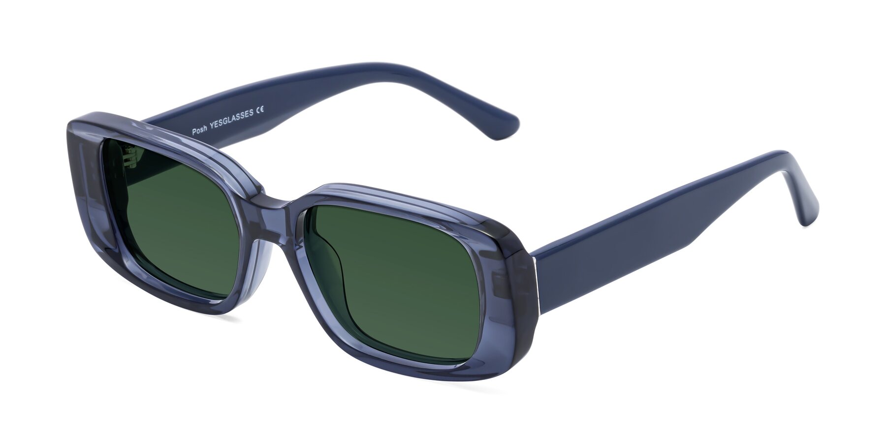 Angle of Posh in Translucent Blue with Green Tinted Lenses