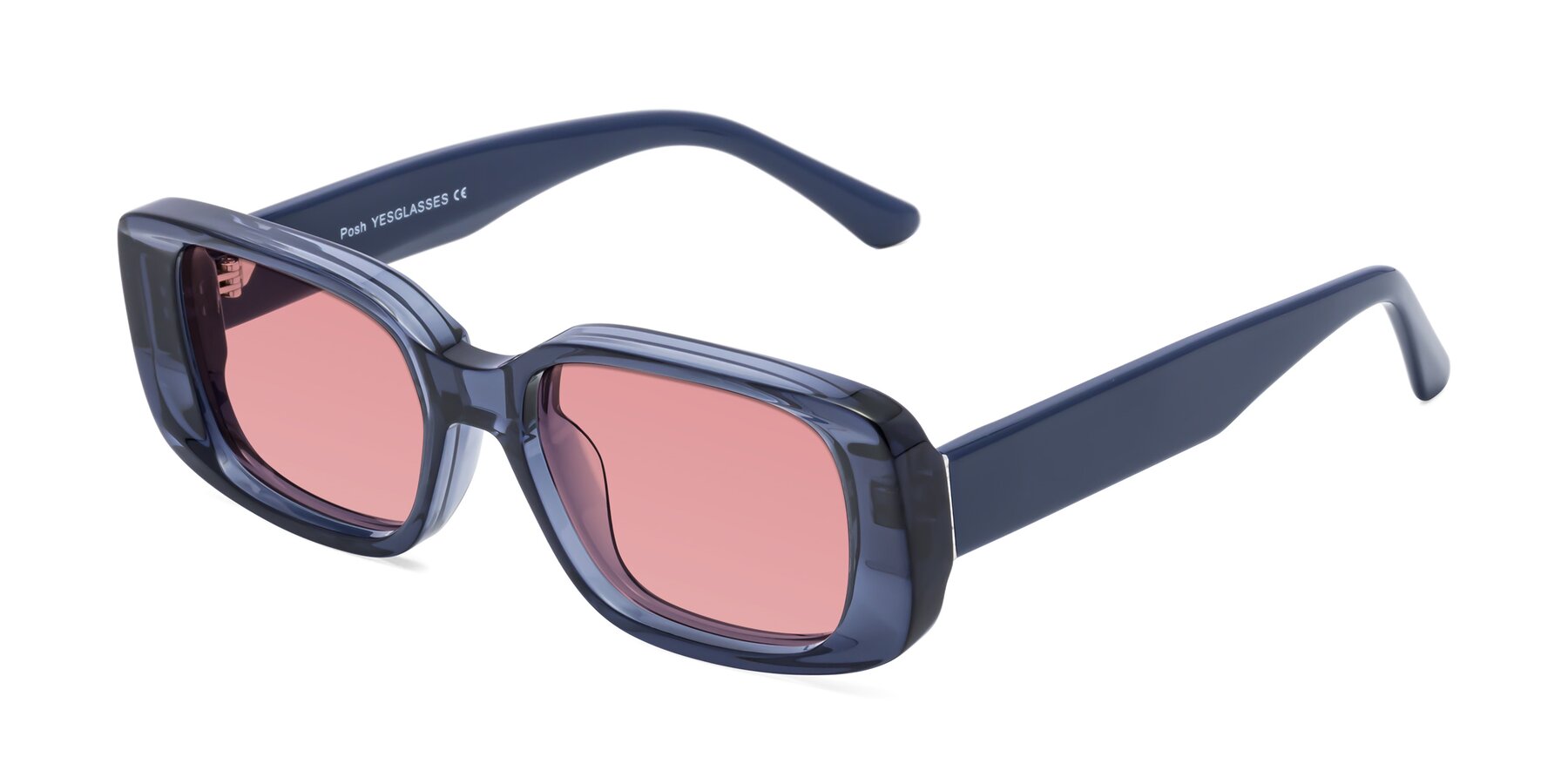 Angle of Posh in Translucent Blue with Medium Garnet Tinted Lenses