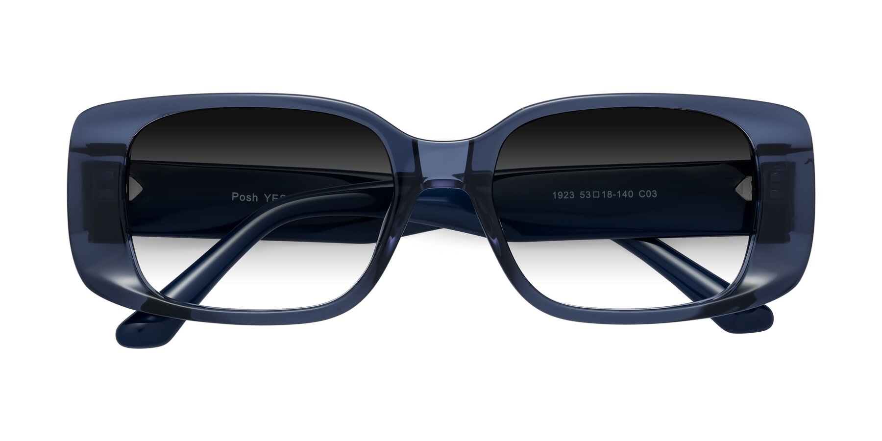 Folded Front of Posh in Translucent Blue with Gray Gradient Lenses