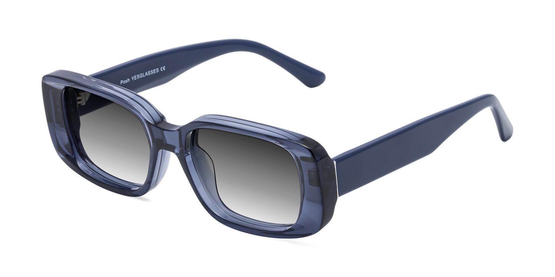 Angle of Posh in Translucent Blue with Gray Gradient Lenses