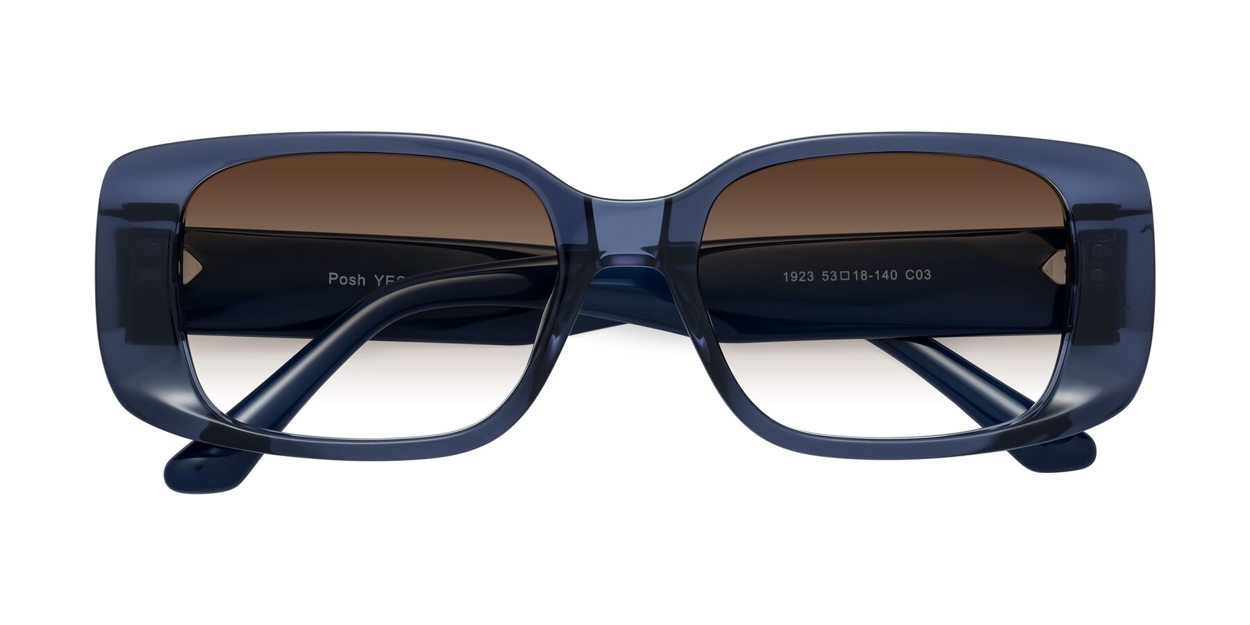 Folded Front of Posh in Translucent Blue with Brown Gradient Lenses