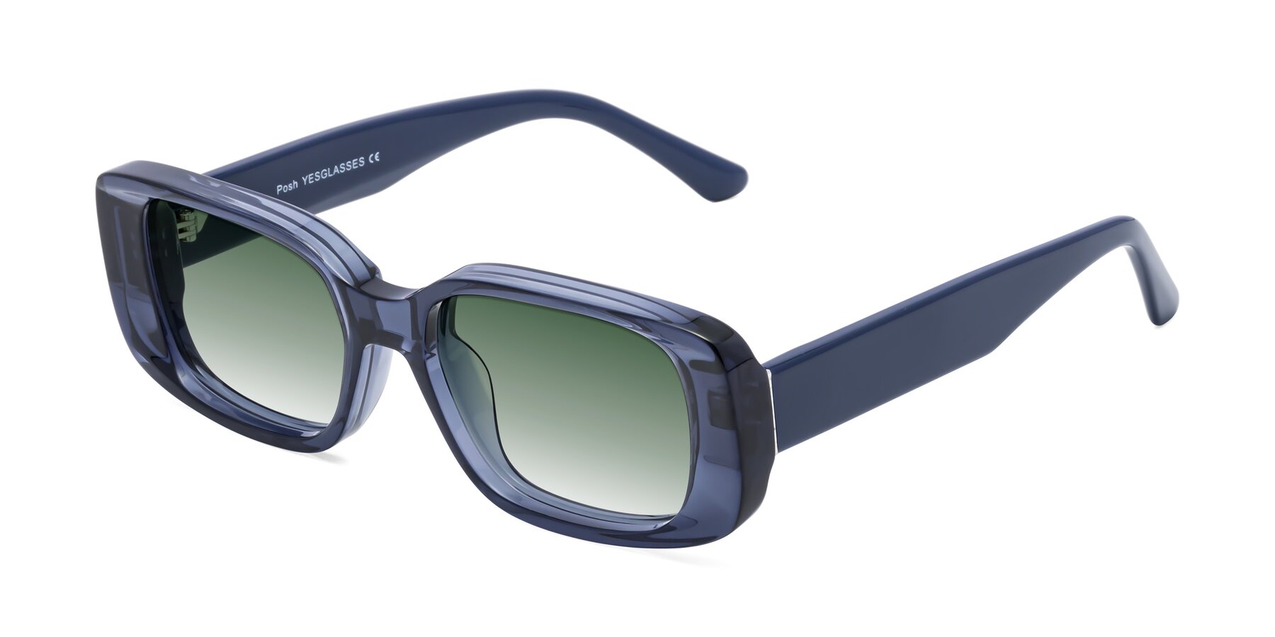 Angle of Posh in Translucent Blue with Green Gradient Lenses