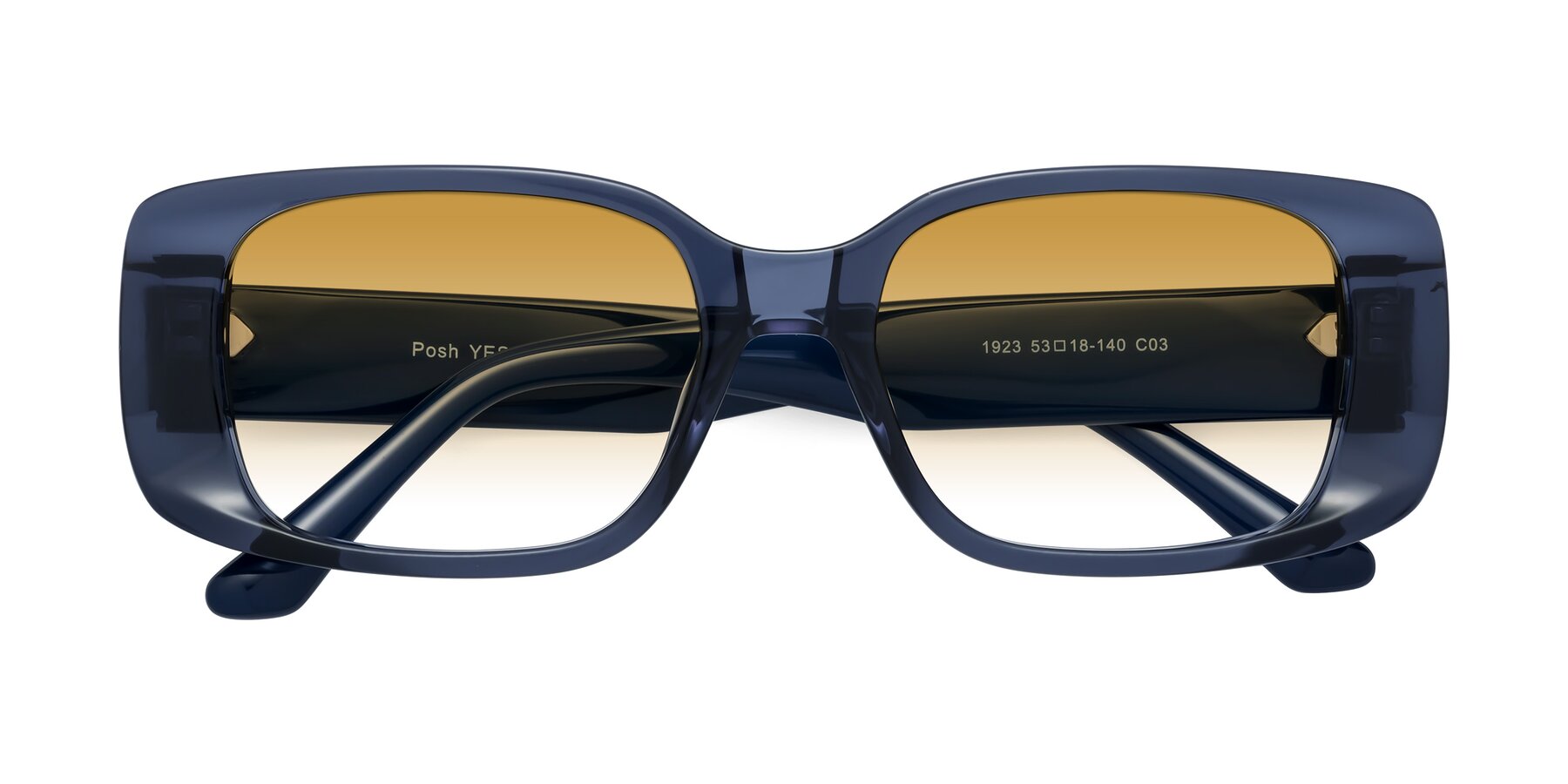 Folded Front of Posh in Translucent Blue with Champagne Gradient Lenses