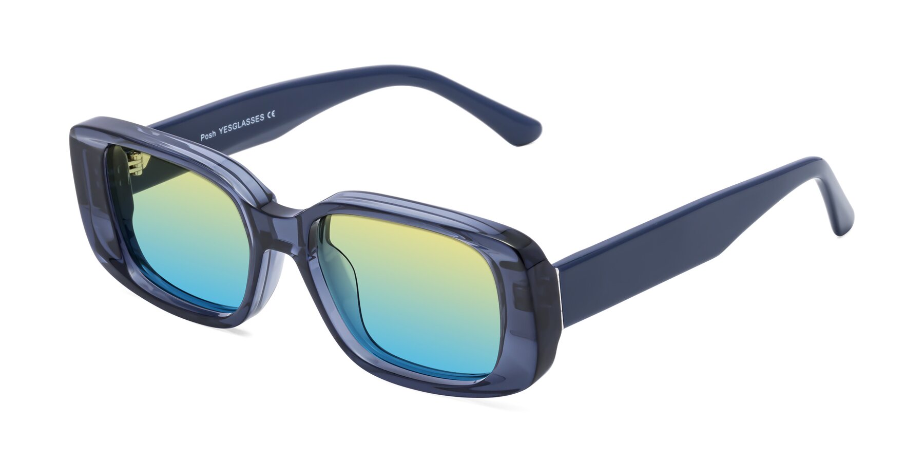 Angle of Posh in Translucent Blue with Yellow / Blue Gradient Lenses