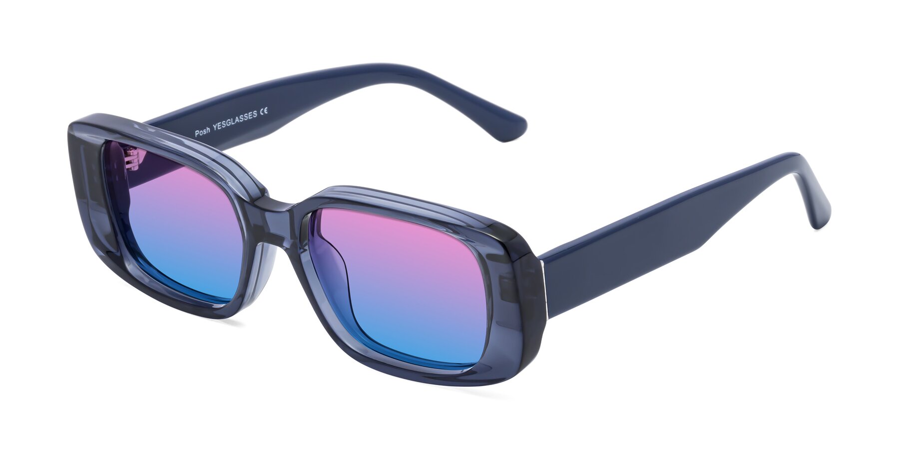Angle of Posh in Translucent Blue with Pink / Blue Gradient Lenses