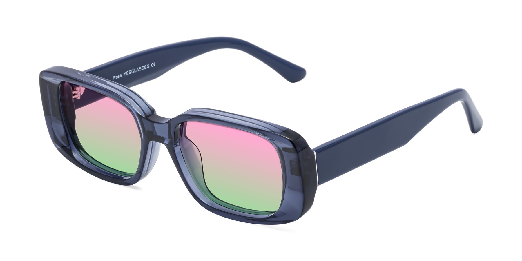 Angle of Posh in Translucent Blue with Pink / Green Gradient Lenses