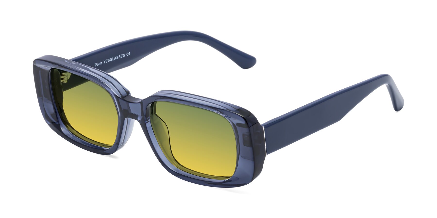 Angle of Posh in Translucent Blue with Green / Yellow Gradient Lenses