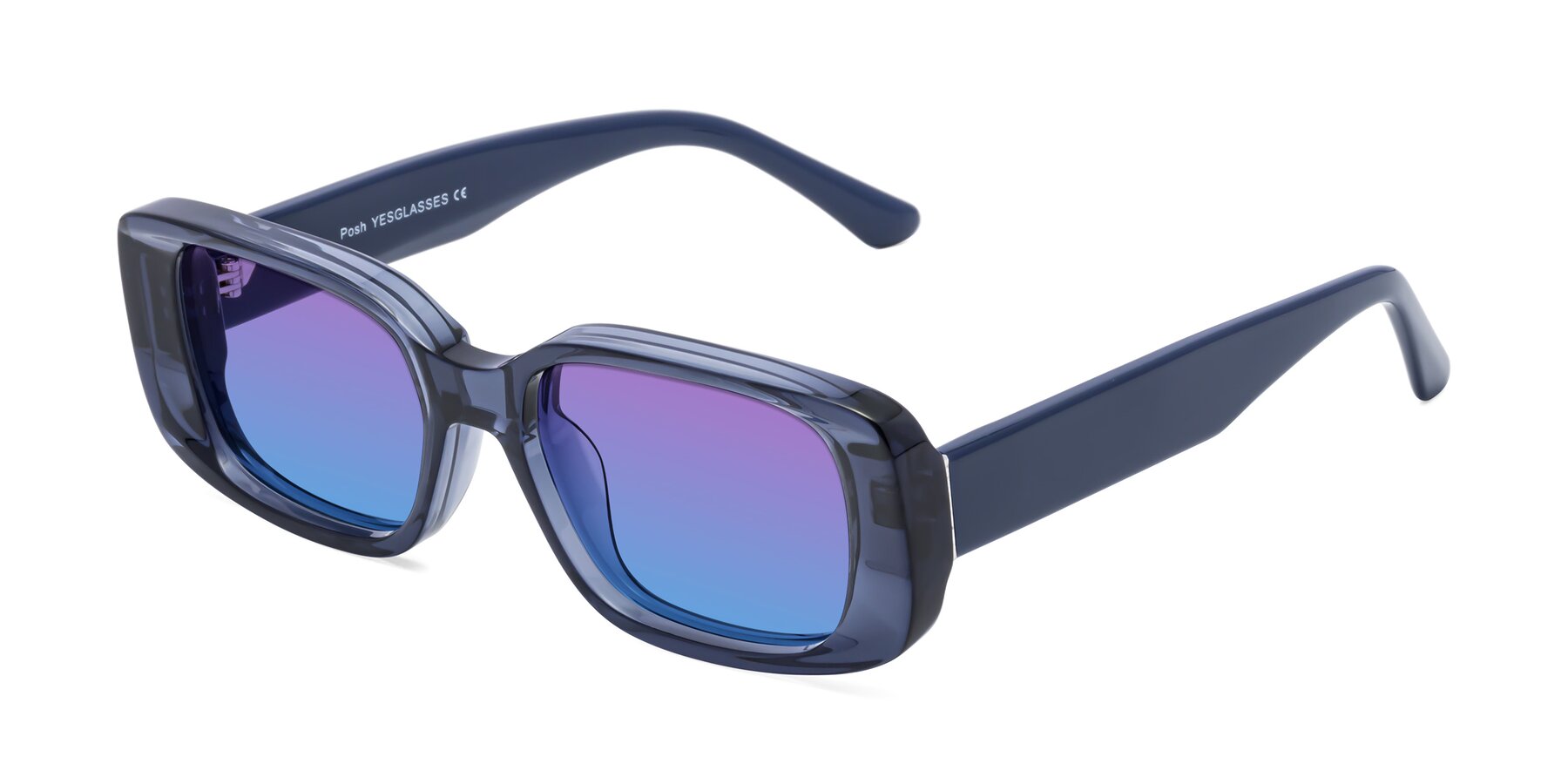 Angle of Posh in Translucent Blue with Purple / Blue Gradient Lenses