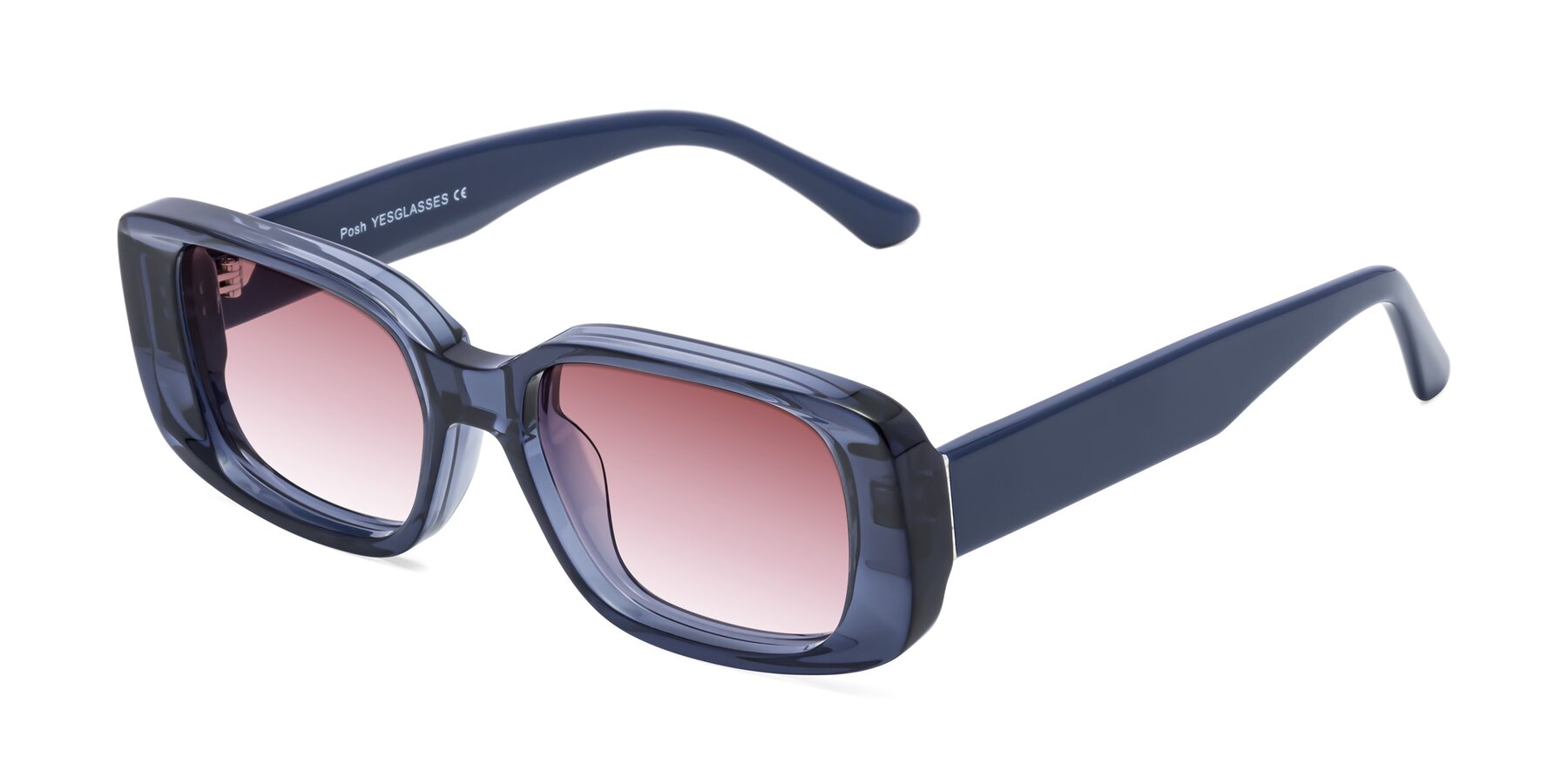 Angle of Posh in Translucent Blue with Garnet Gradient Lenses