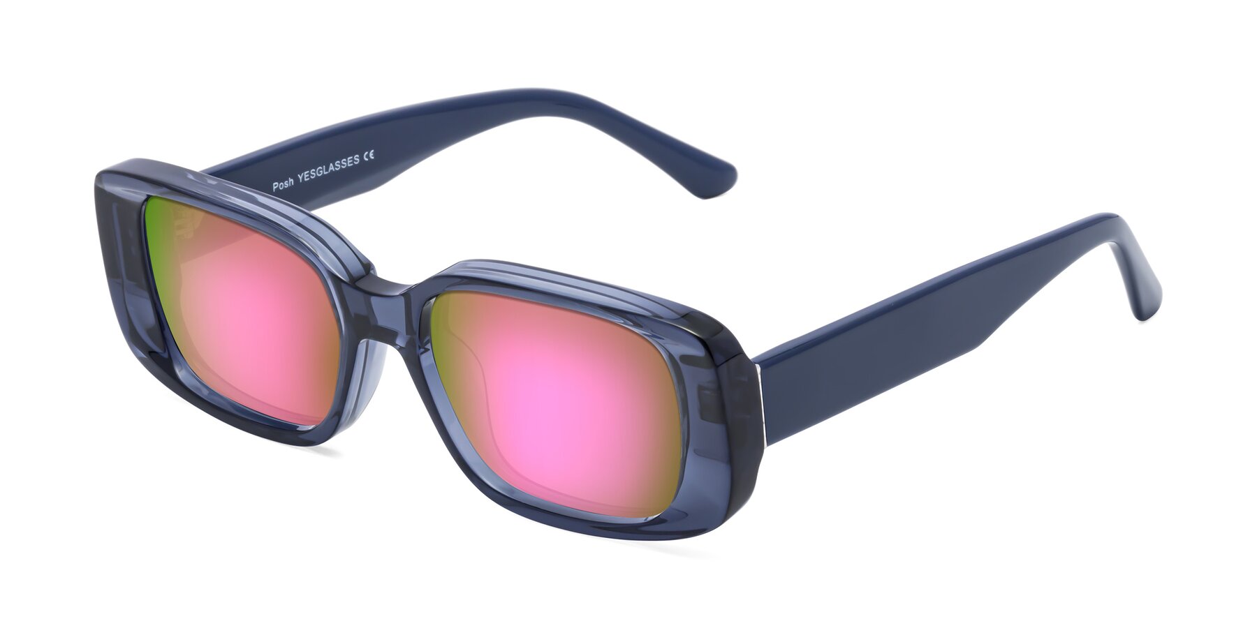 Angle of Posh in Translucent Blue with Pink Mirrored Lenses