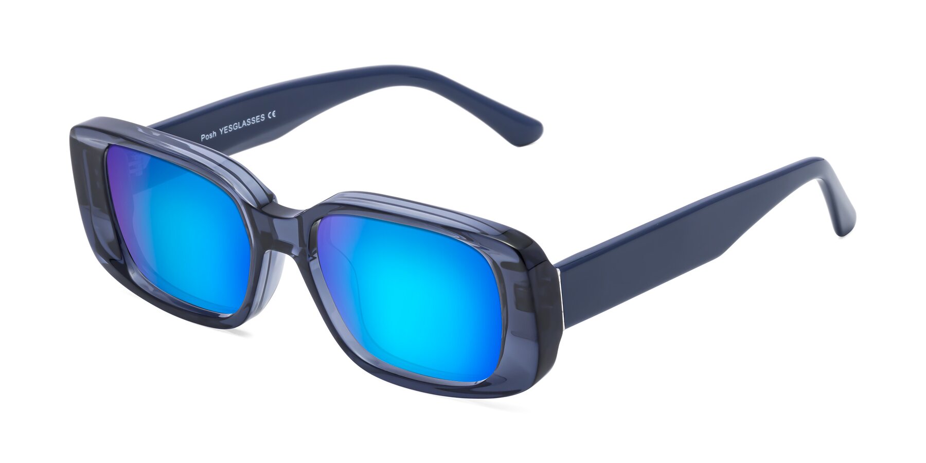 Angle of Posh in Translucent Blue with Blue Mirrored Lenses