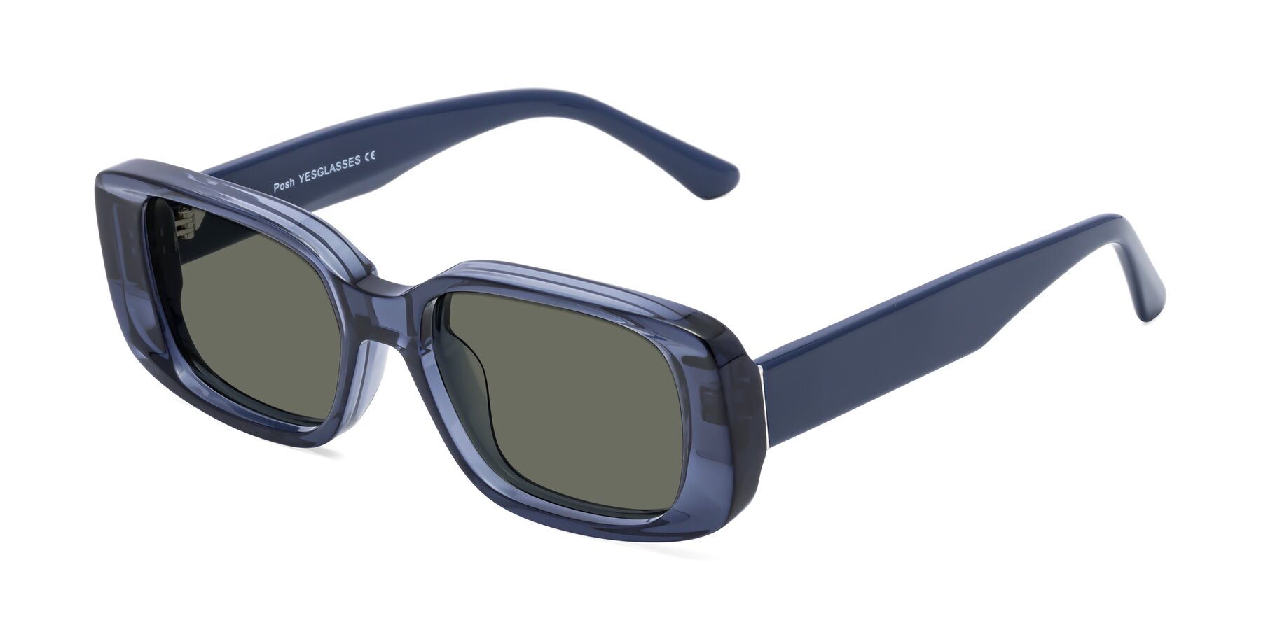 Angle of Posh in Translucent Blue with Gray Polarized Lenses