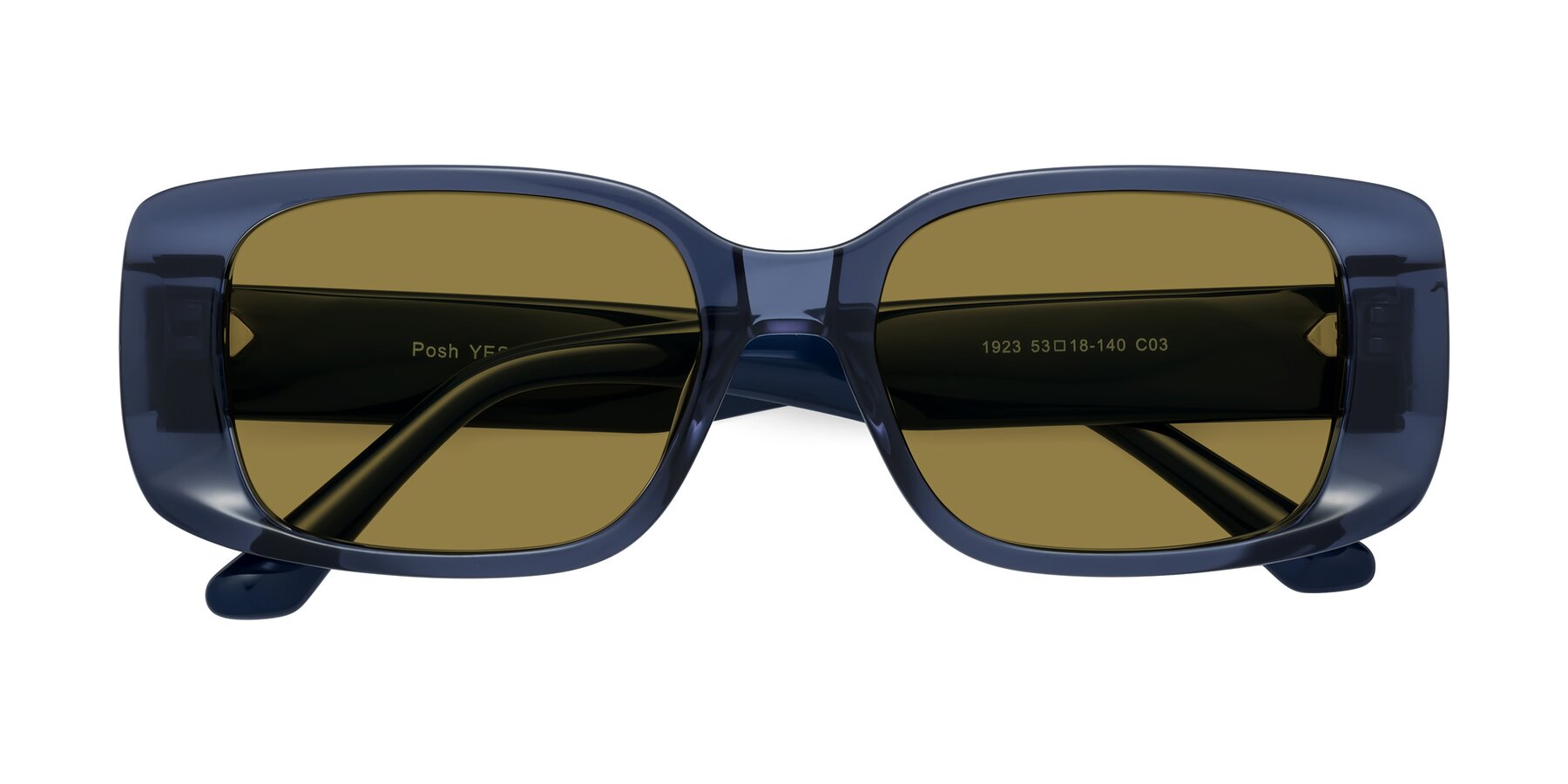 Folded Front of Posh in Translucent Blue with Brown Polarized Lenses