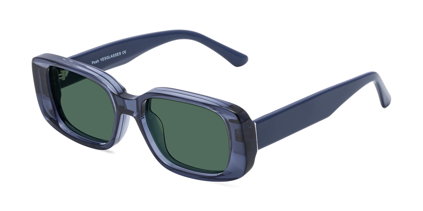 Angle of Posh in Translucent Blue with Green Polarized Lenses