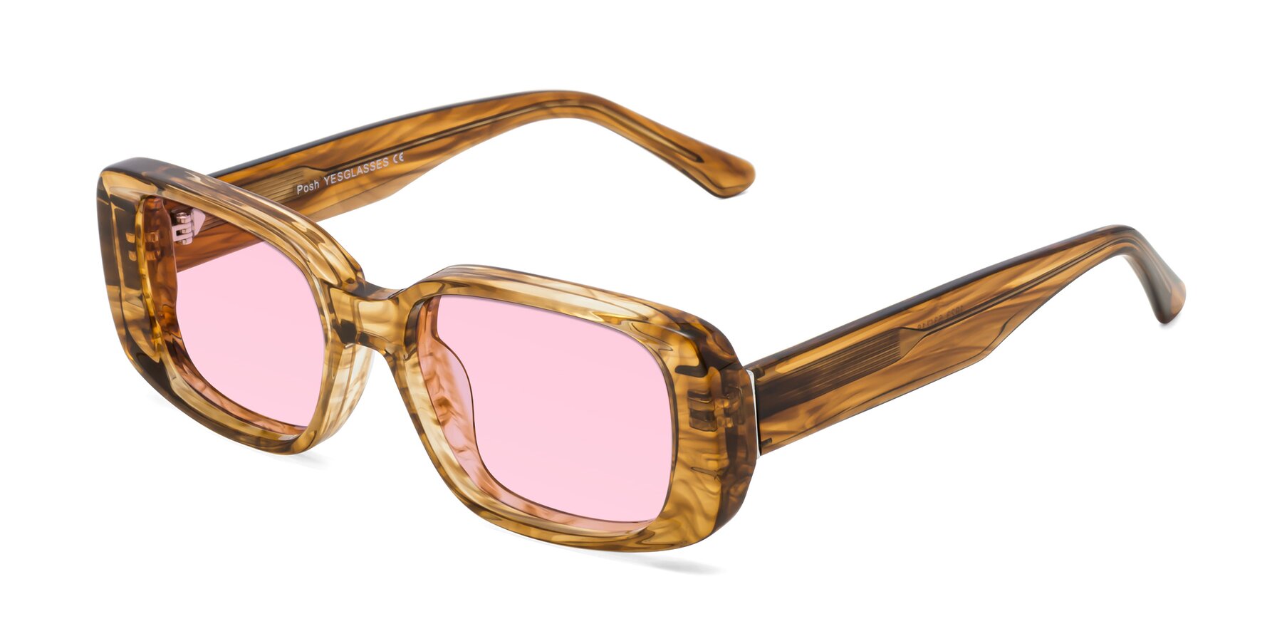 Angle of Posh in Stripe Amber with Light Pink Tinted Lenses