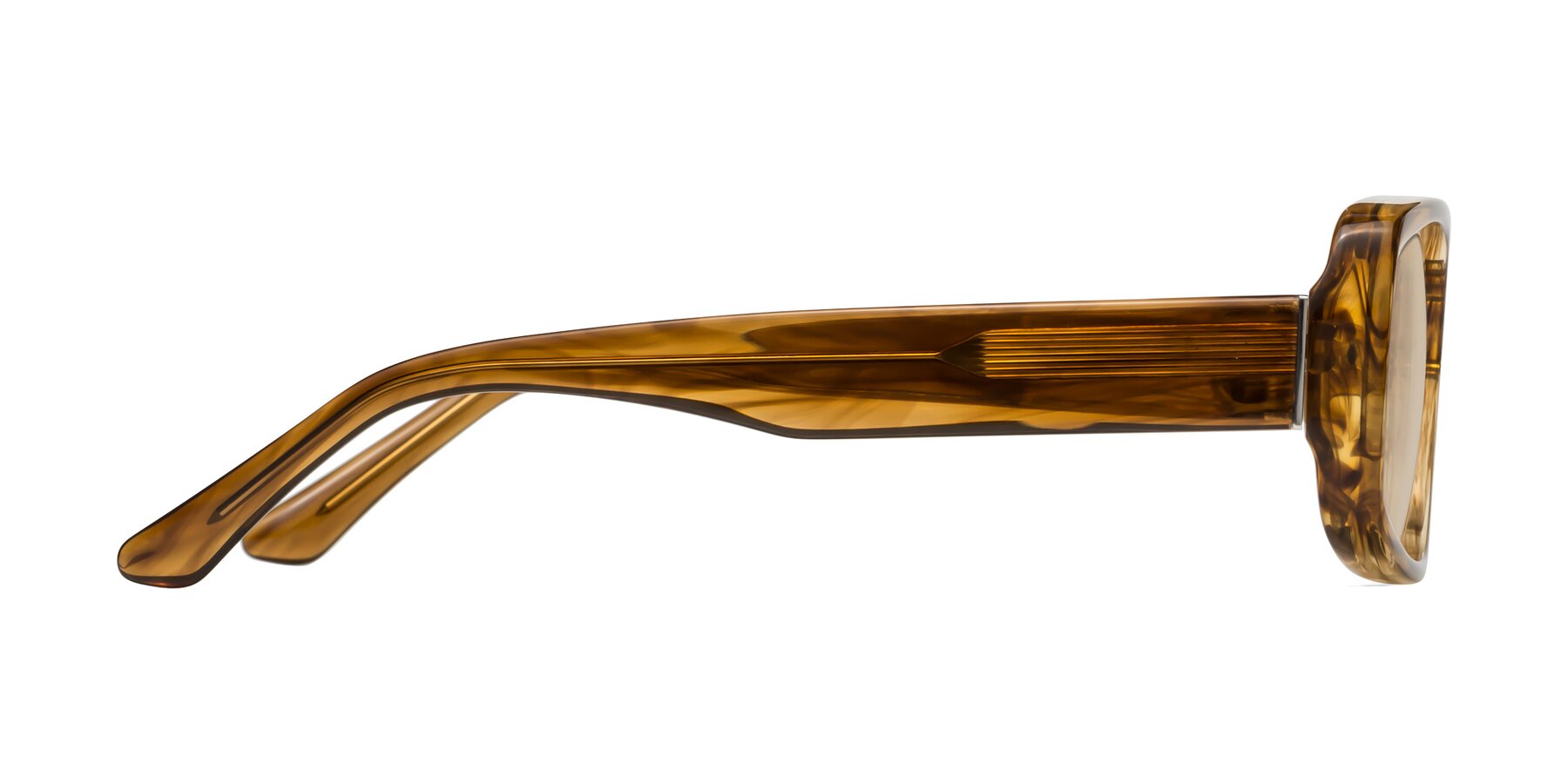 Side of Posh in Stripe Amber with Light Brown Tinted Lenses